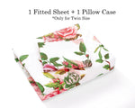 DaDa Bedding Romantic Roses Lovely Spring Pink Floral Fitted Bed Sheet w/ Pillow Cases (JHW879-Fitted)