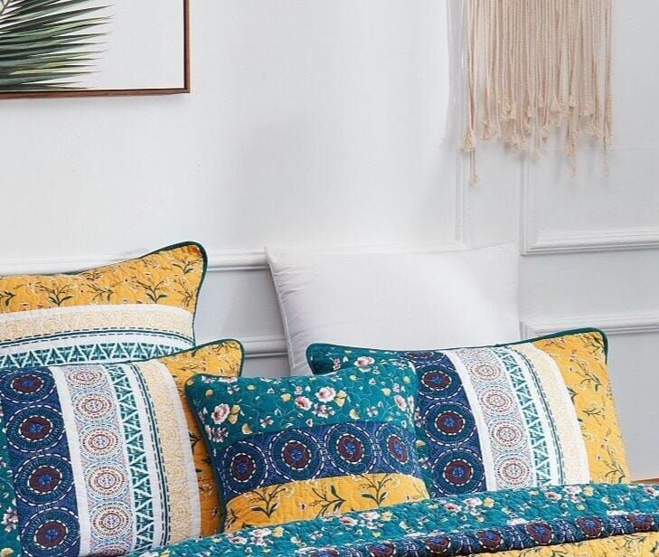 DaDa Bedding Set of 2 Bohemian Patchwork WildFlowers Floral Gardenia Throw Pillow Covers, 18