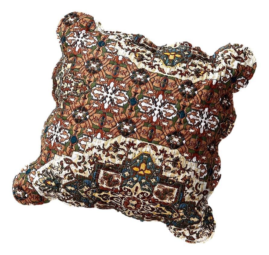DaDa Bedding Set of 2-Pieces Rustic Earthy Cross Motif Folk Scalloped Throw Pillow Covers, 18