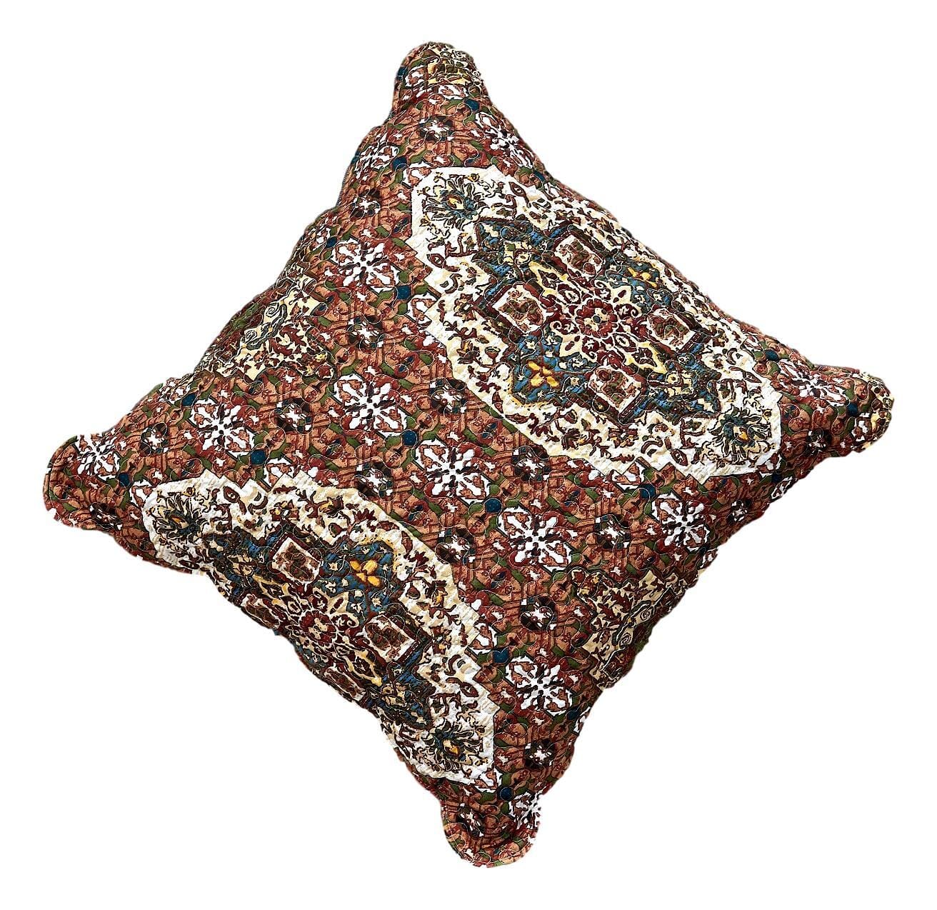 DaDa Bedding Rustic Earthy Cross Motif Folk Style Scalloped Euro Pillow Sham Cover, 26