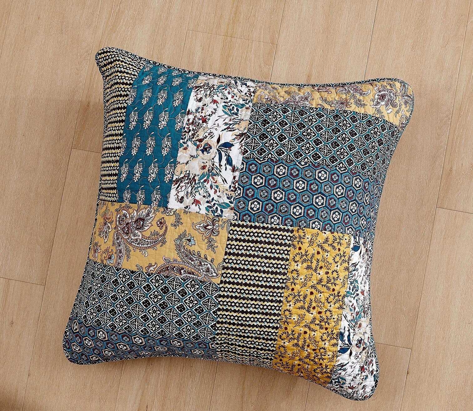 DaDalogy Bedding Set of 2 Honey Cove Floral Patchwork Throw Pillow Covers, 18