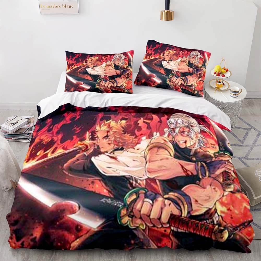 Japan Anime Demon Slayer Bedding Set Cosplay Duvet Cover Bed Sets