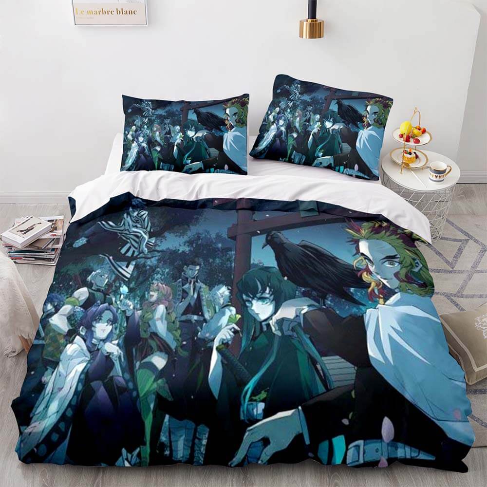 Japan Anime Demon Slayer Bedding Set Cosplay Duvet Cover Bed Sets