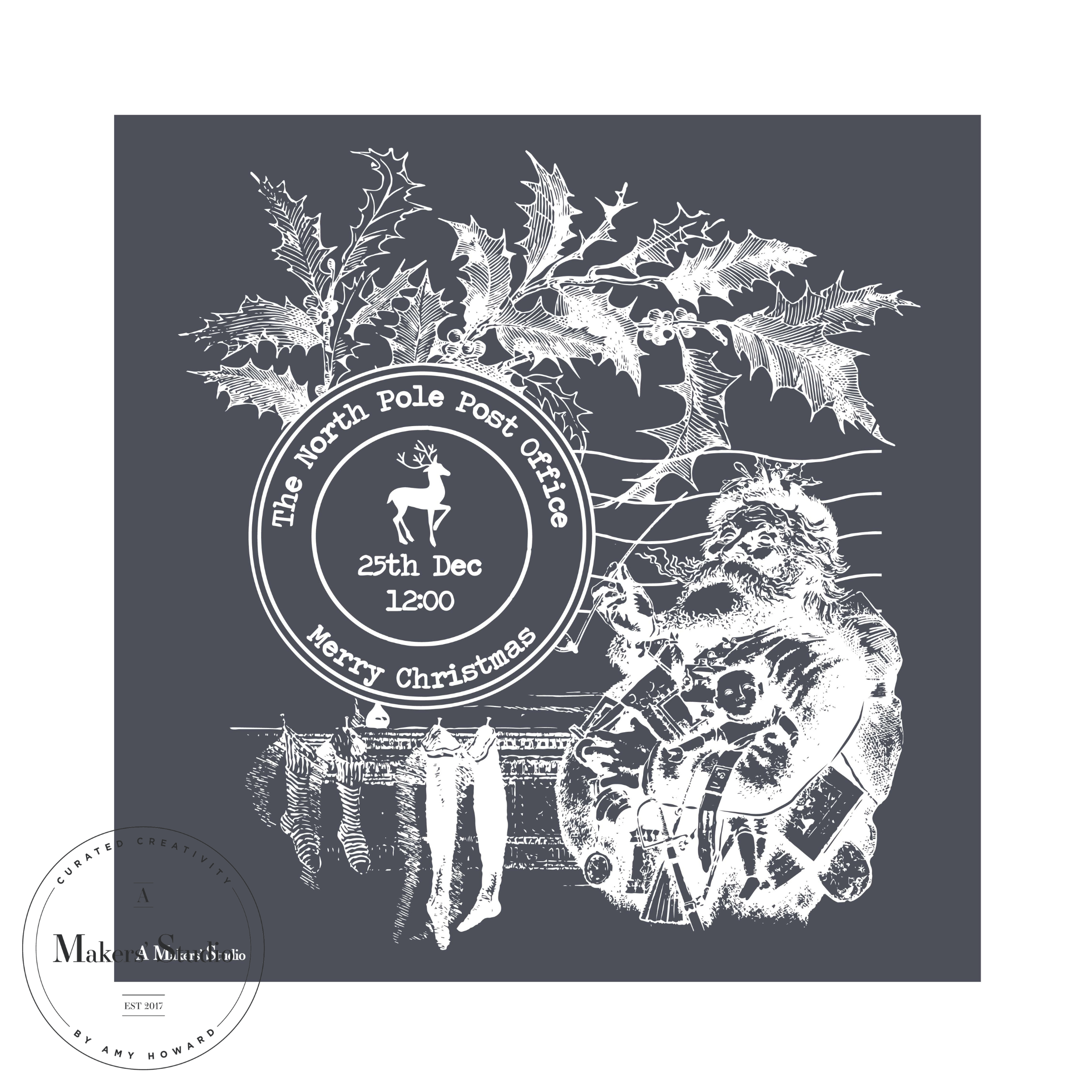 Jolly St Nick Postcard - Mesh Stencil 12x12