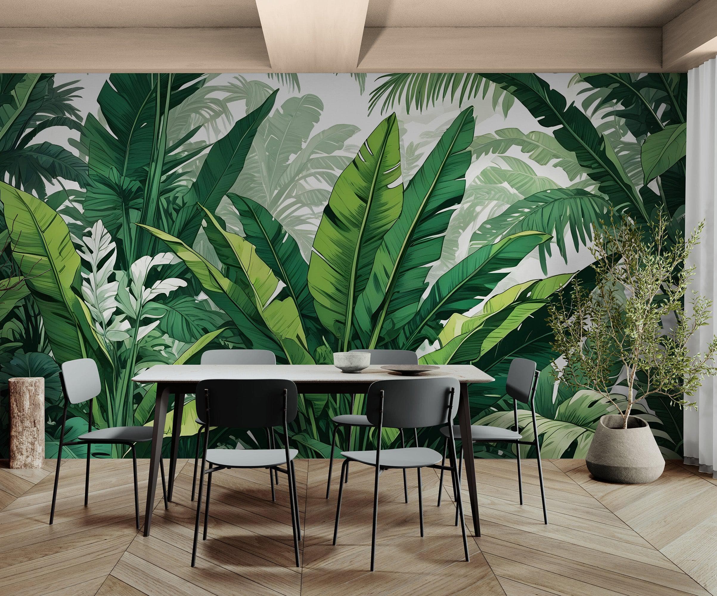 Rainforest Jungle Wallpaper. Banana Leaf Wall Mural. #6788