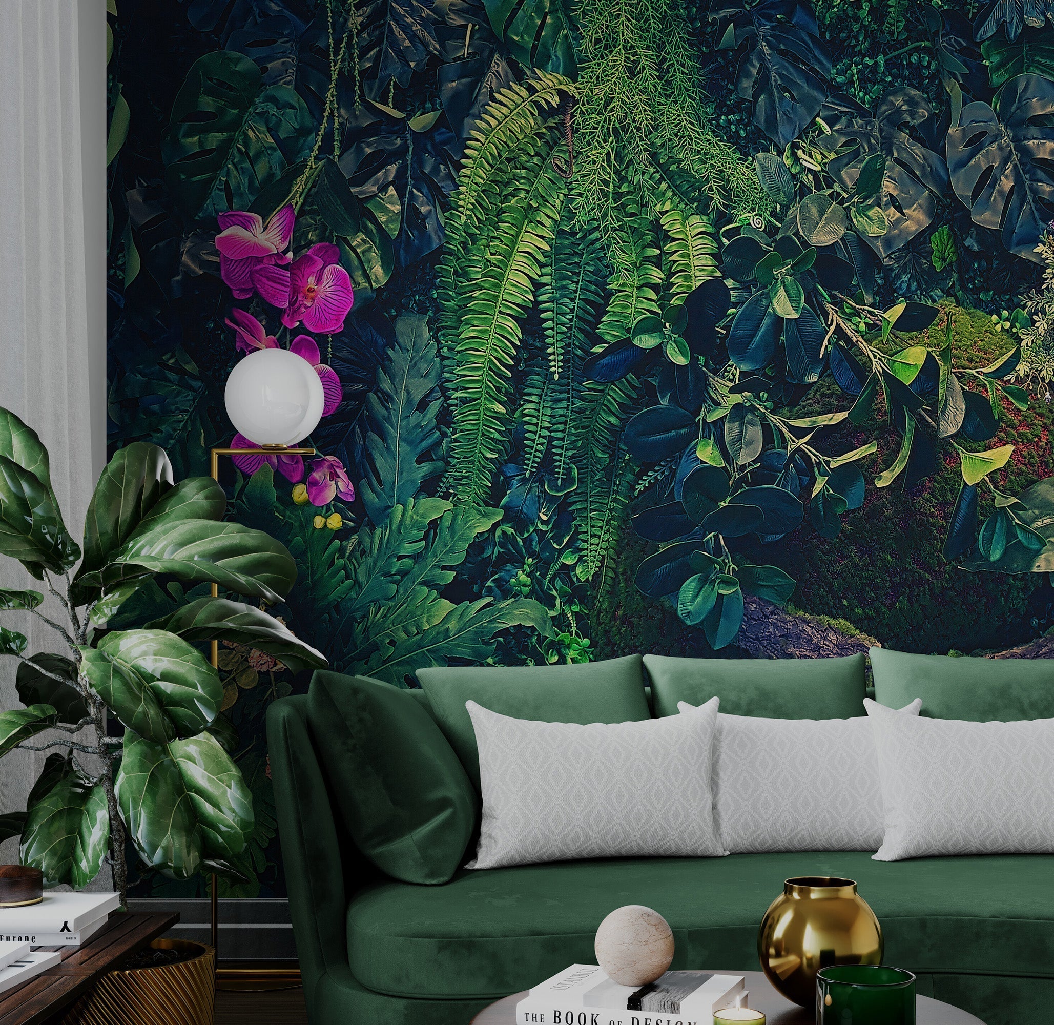 Jungle Wallpaper, Forest Greenery Botanical Wall Mural. #6741