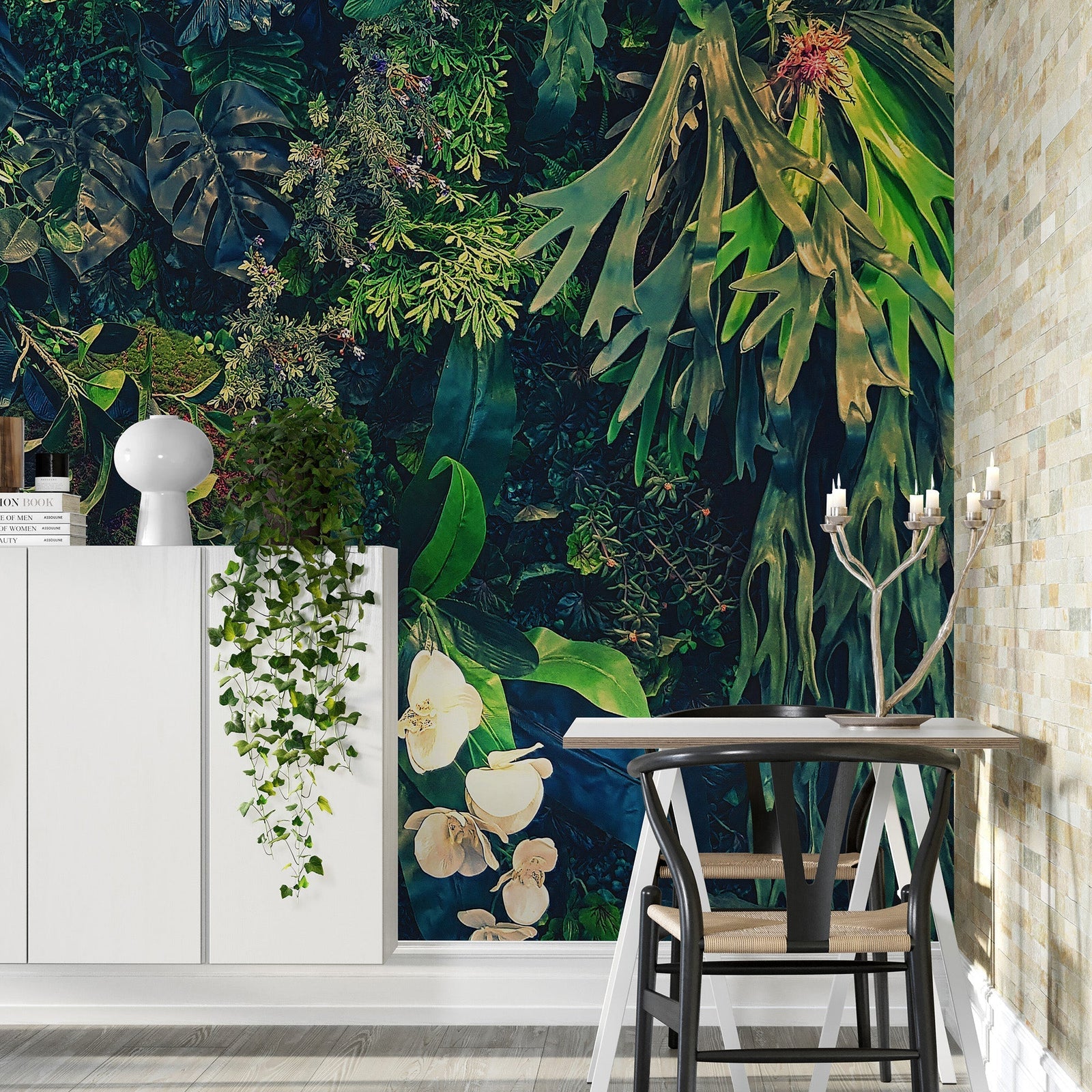 Jungle Wallpaper, Forest Greenery Botanical Wall Mural. #6741