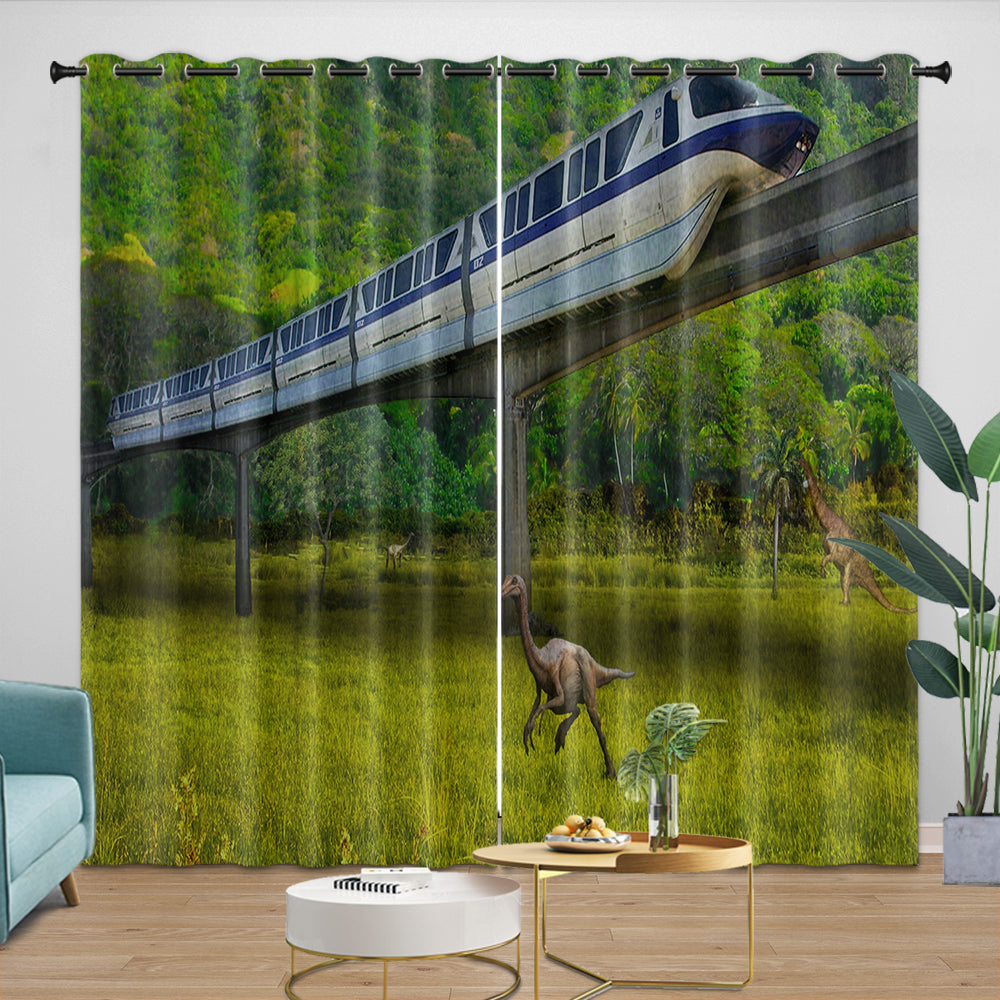 Jurassic World Curtains Blackout Window Drapes Room Decoration