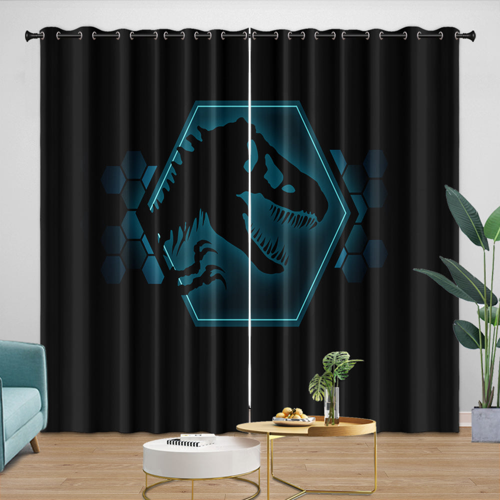 Jurassic World Curtains Dinosaur  Blackout Window Drapes Room Decoration
