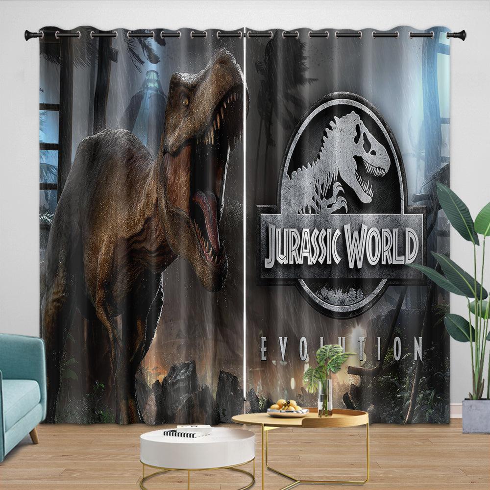 Jurassic World Curtains Dinosaur  Blackout Window Drapes Room Decoration