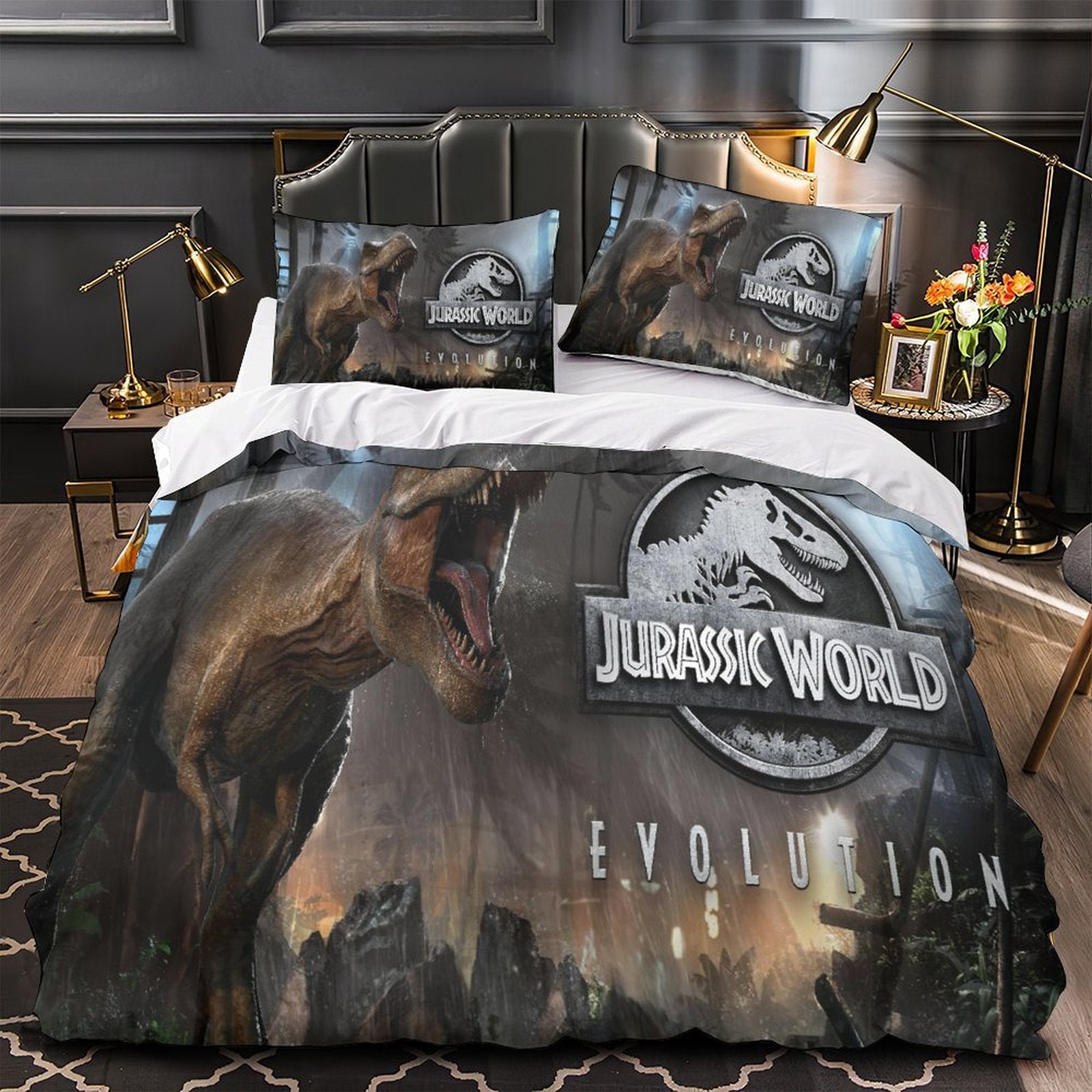 Jurassic World Duvet Cover Dinosaur Pattern Bedding Set Without Filler