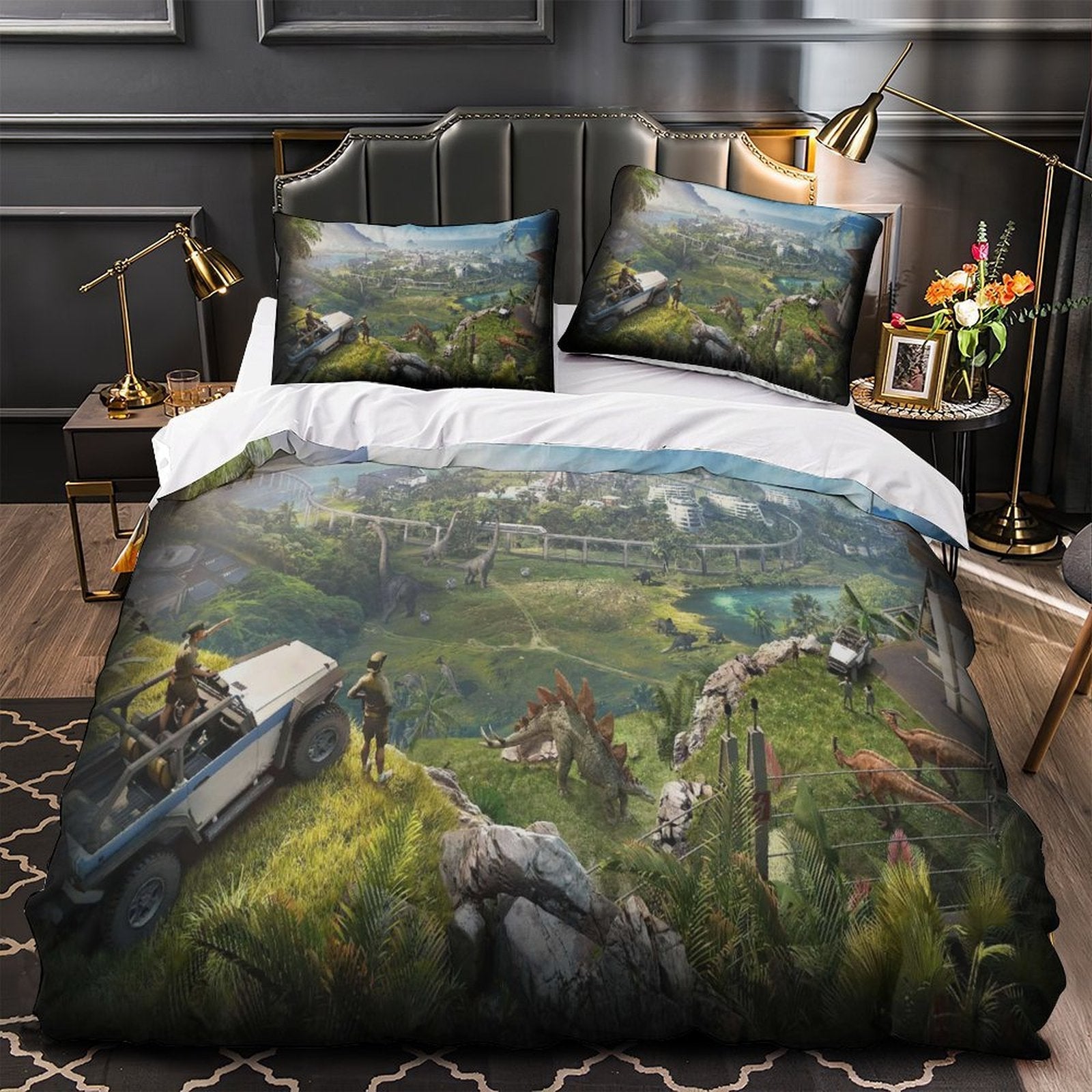 Jurassic World Duvet Cover Dinosaur Pattern Bedding Set Without Filler