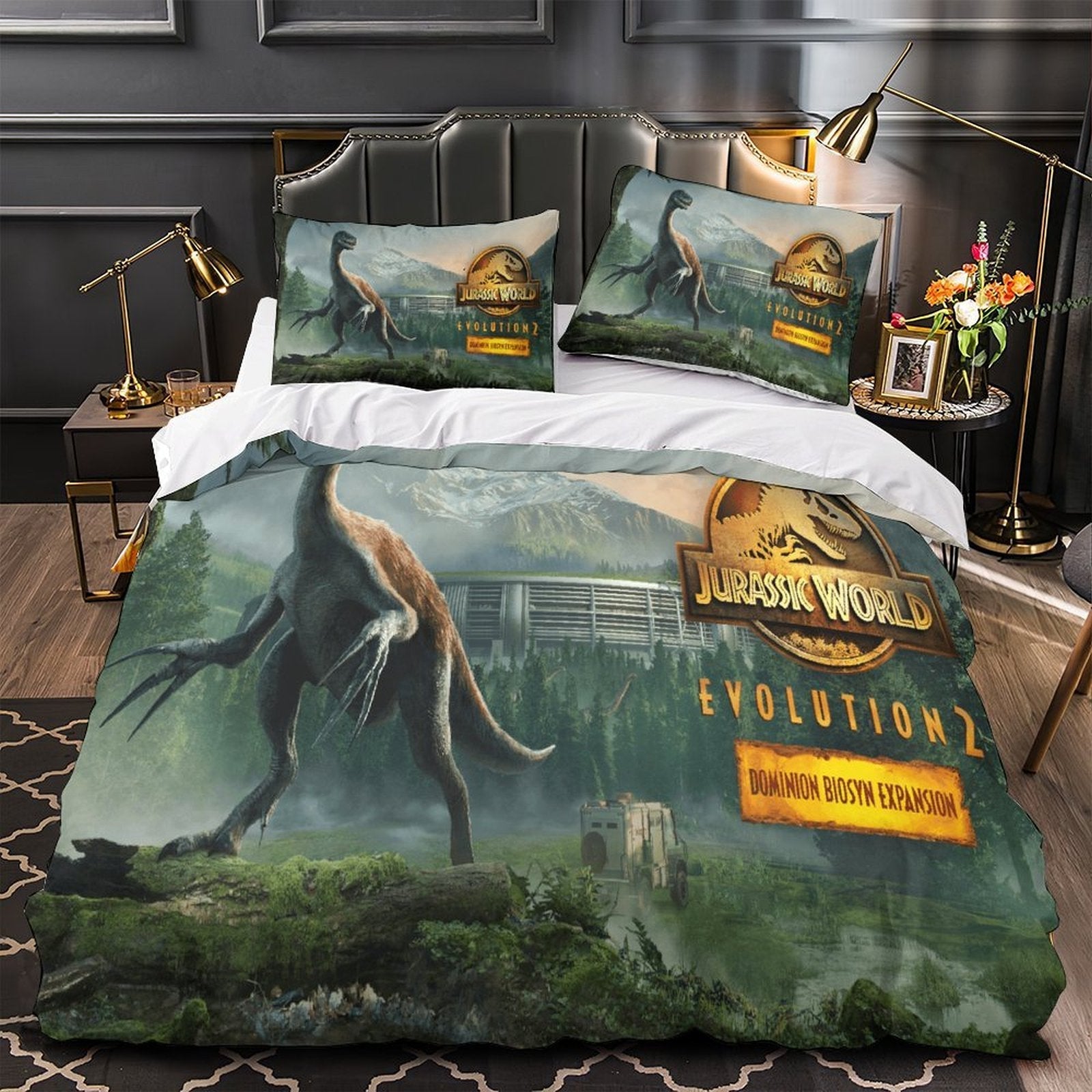 Jurassic World Duvet Cover Dinosaur Pattern Bedding Set Without Filler