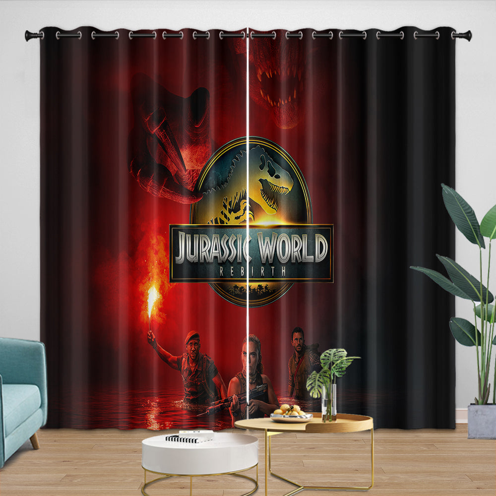 Jurassic World Rebirth Curtains Dinosaur Blackout Window Drapes