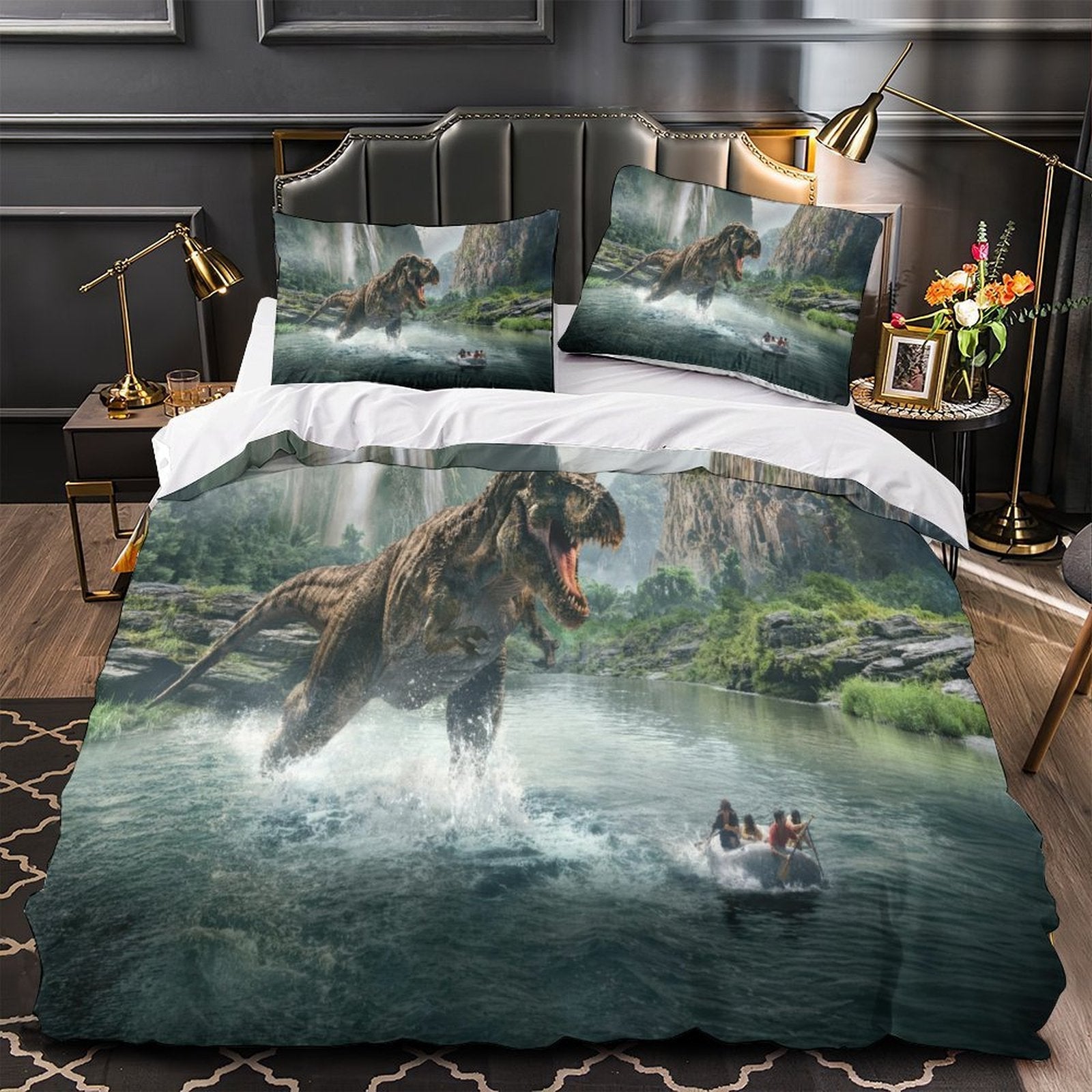 Jurassic World Rebirth Duvet Cover Dinosaur Bedding Set Without Filler