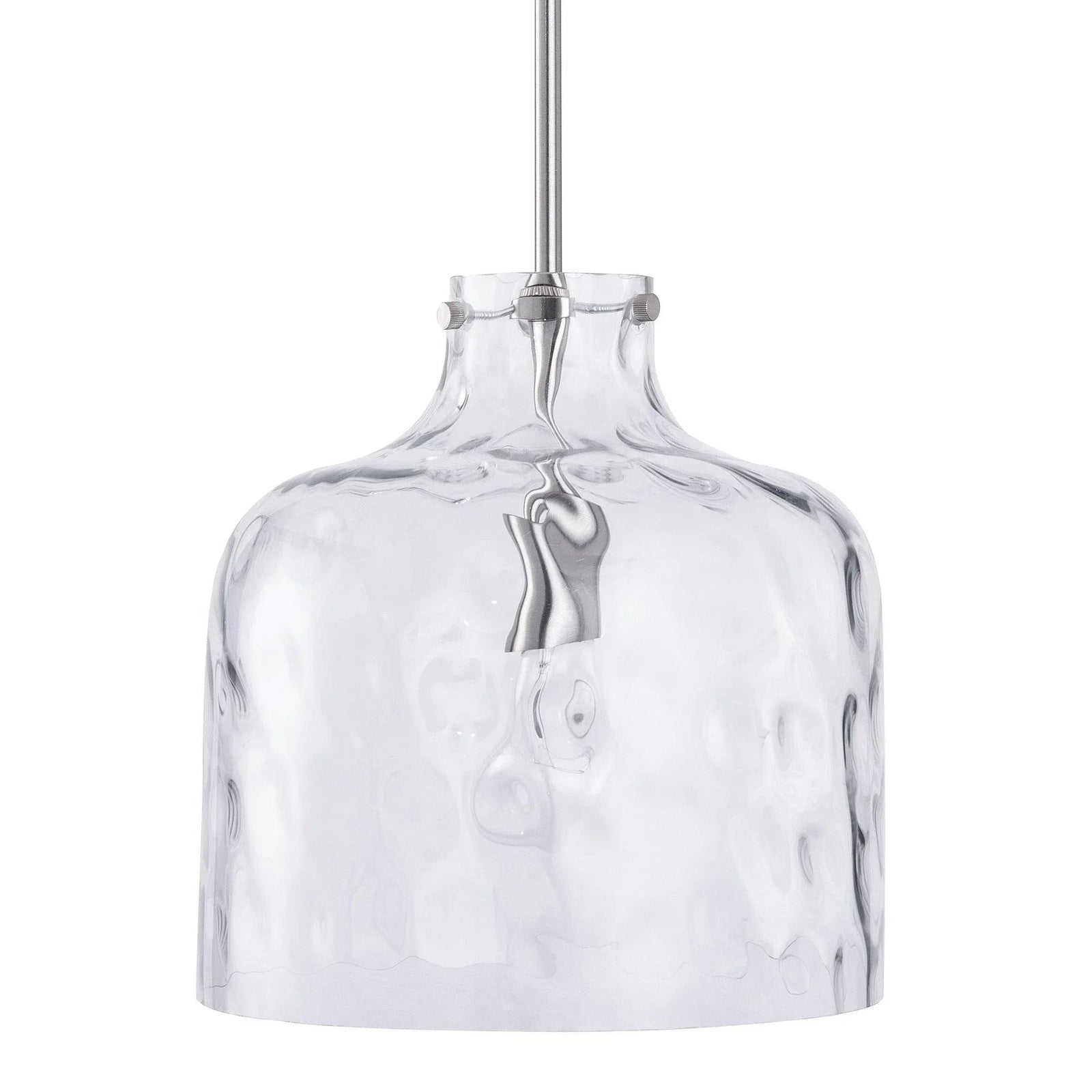 Kara Farmhouse 1-Light Textured Glass Nickel Island Pendant Light