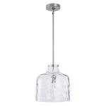 Kara Farmhouse 1-Light Textured Glass Nickel Island Pendant Light