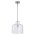 Kara Farmhouse 1-Light Textured Glass Nickel Island Pendant Light