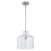 Kara Farmhouse 1-Light Textured Glass Nickel Island Pendant Light