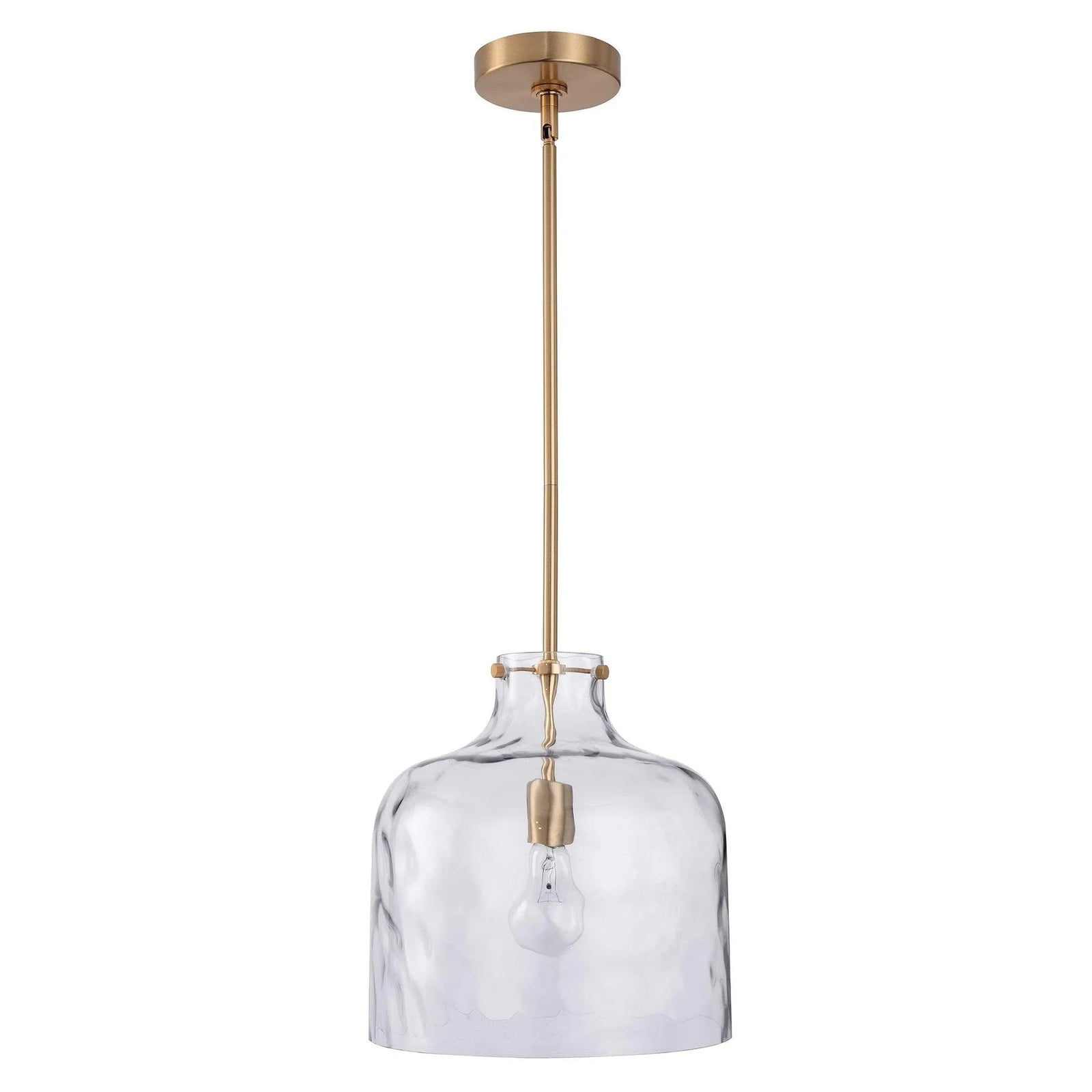 Kara Farmhouse 1-Light Textured Glass Nickel Island Pendant Light