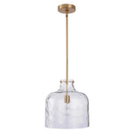 Kara Farmhouse 1-Light Textured Glass Nickel Island Pendant Light