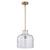 Kara Farmhouse 1-Light Textured Glass Nickel Island Pendant Light