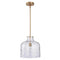Kara Farmhouse 1-Light Textured Glass Nickel Island Pendant Light