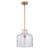 Kara Farmhouse 1-Light Textured Glass Nickel Island Pendant Light