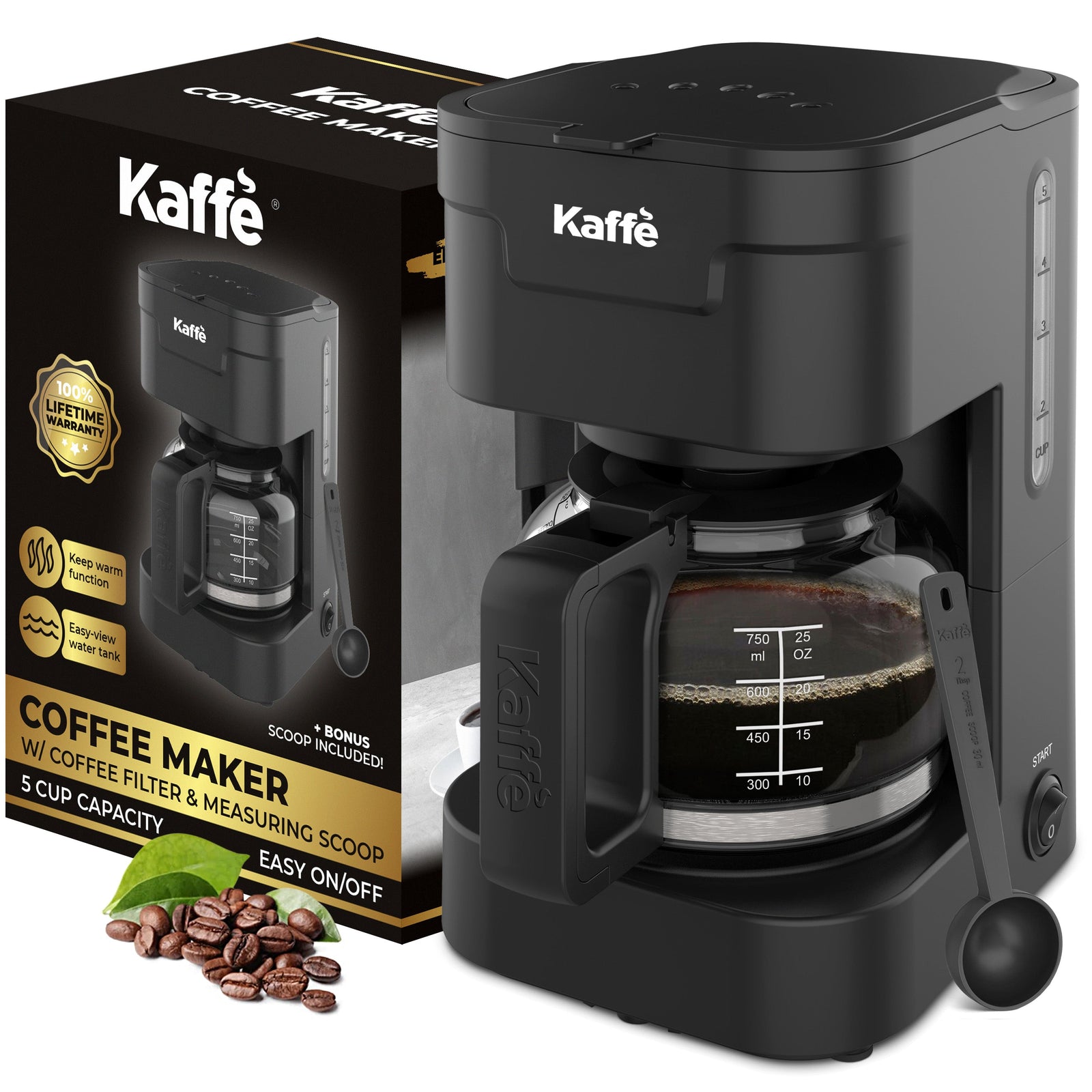 Coffee Maker (5-Cup) w/ Scoop, KFCM01
