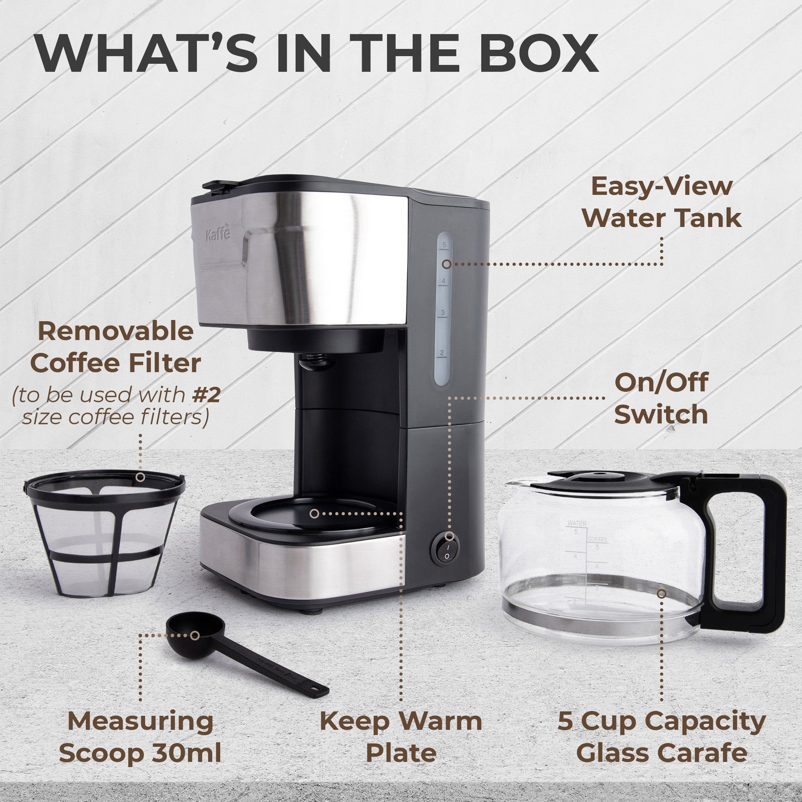 Coffee Maker (5-Cup) w/ Scoop, KFCM02