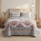 DaDa Bedding Bohemian Summertime White Blue Floral Paisley Bedspread Set (KSX-003)