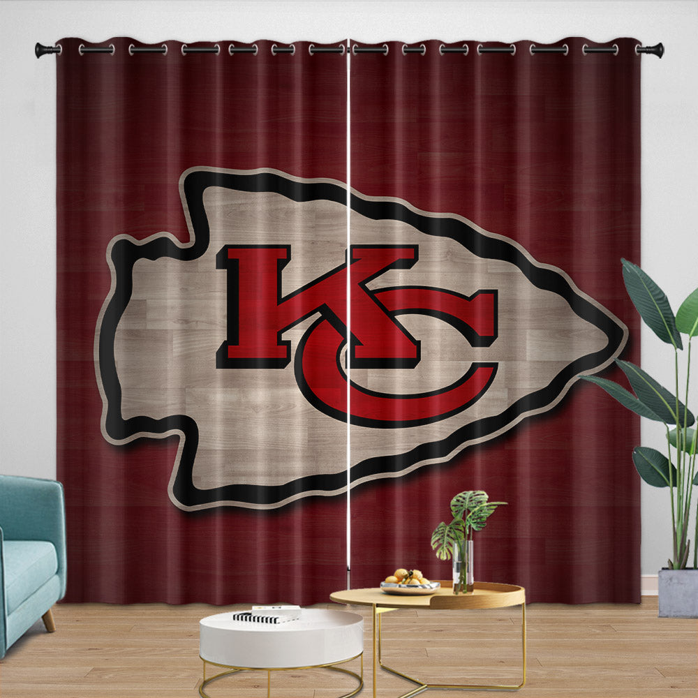 Kansas City Chiefs Curtains Blackout Window Drapes Room Decoration