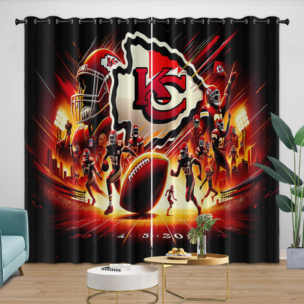 Kansas City Chiefs Curtains Blackout Window Drapes Room Decoration