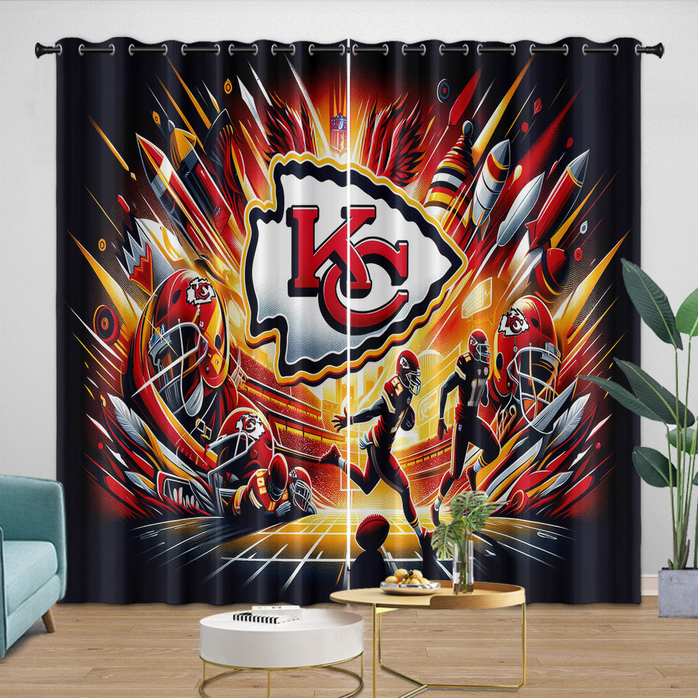 Kansas City Chiefs Curtains Blackout Window Drapes Room Decoration