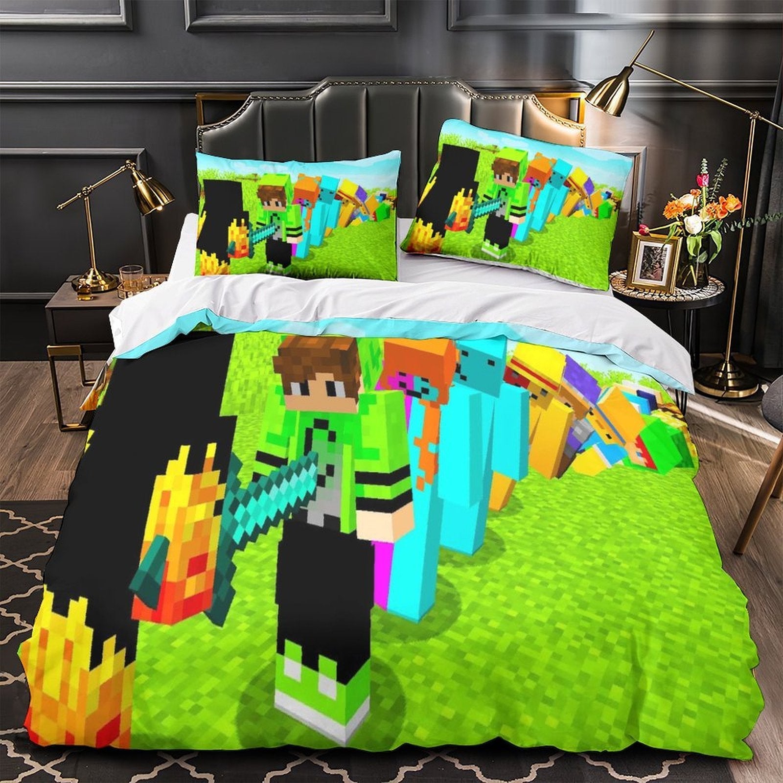 Kids Minecraft Duvet Cover Pattern Bedding Set Without Filler