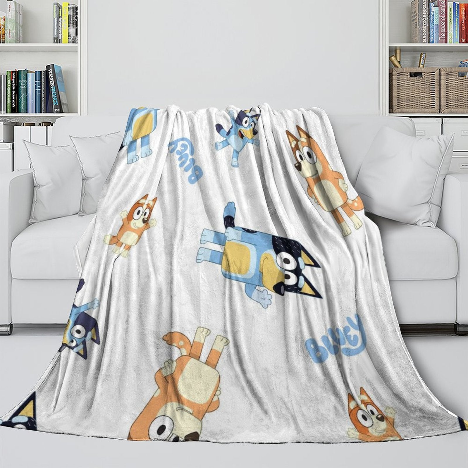 Kids Room Decoration Bluey Blanket Pattern Flannel Throw