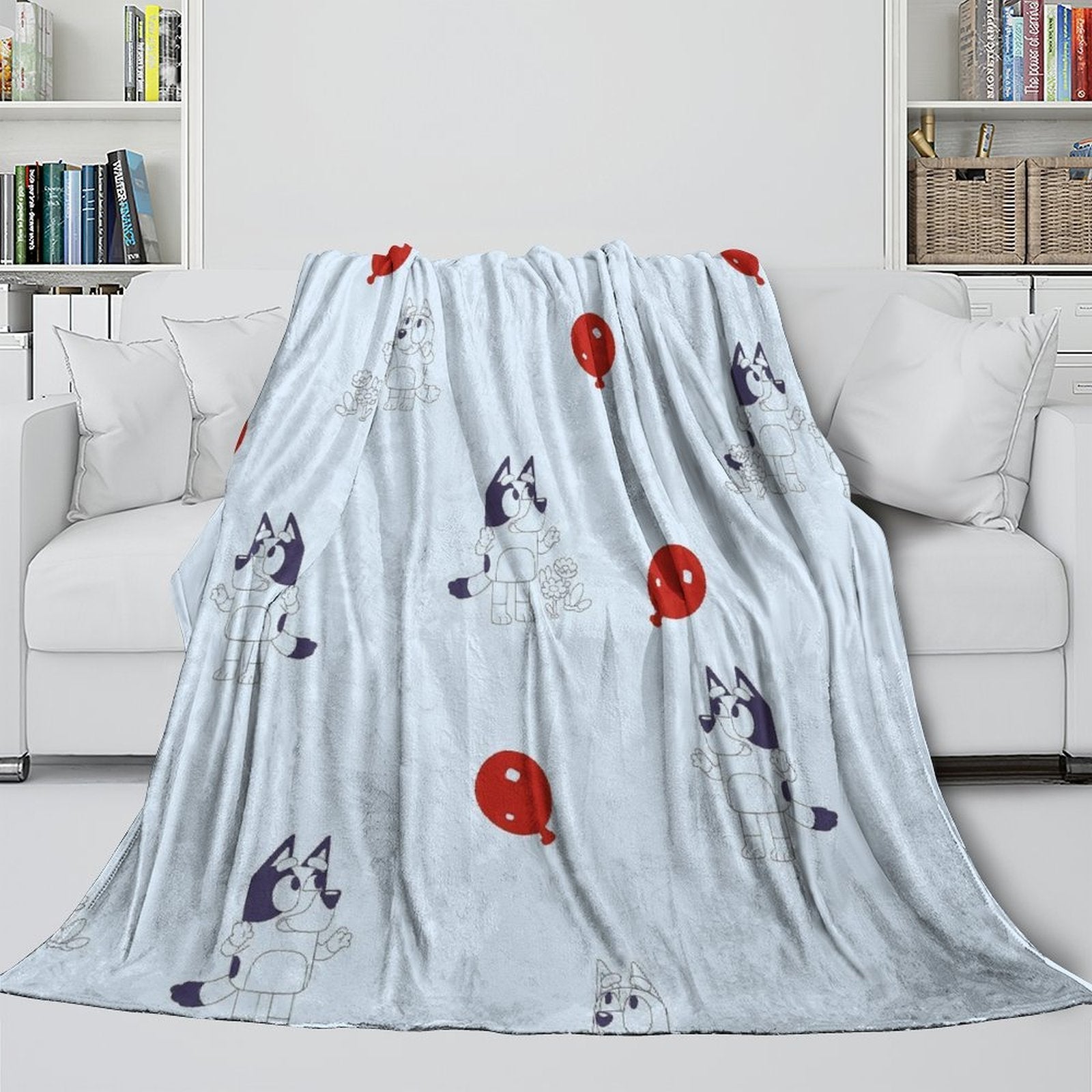 Kids Room Decoration Bluey Blanket Pattern Flannel Throw