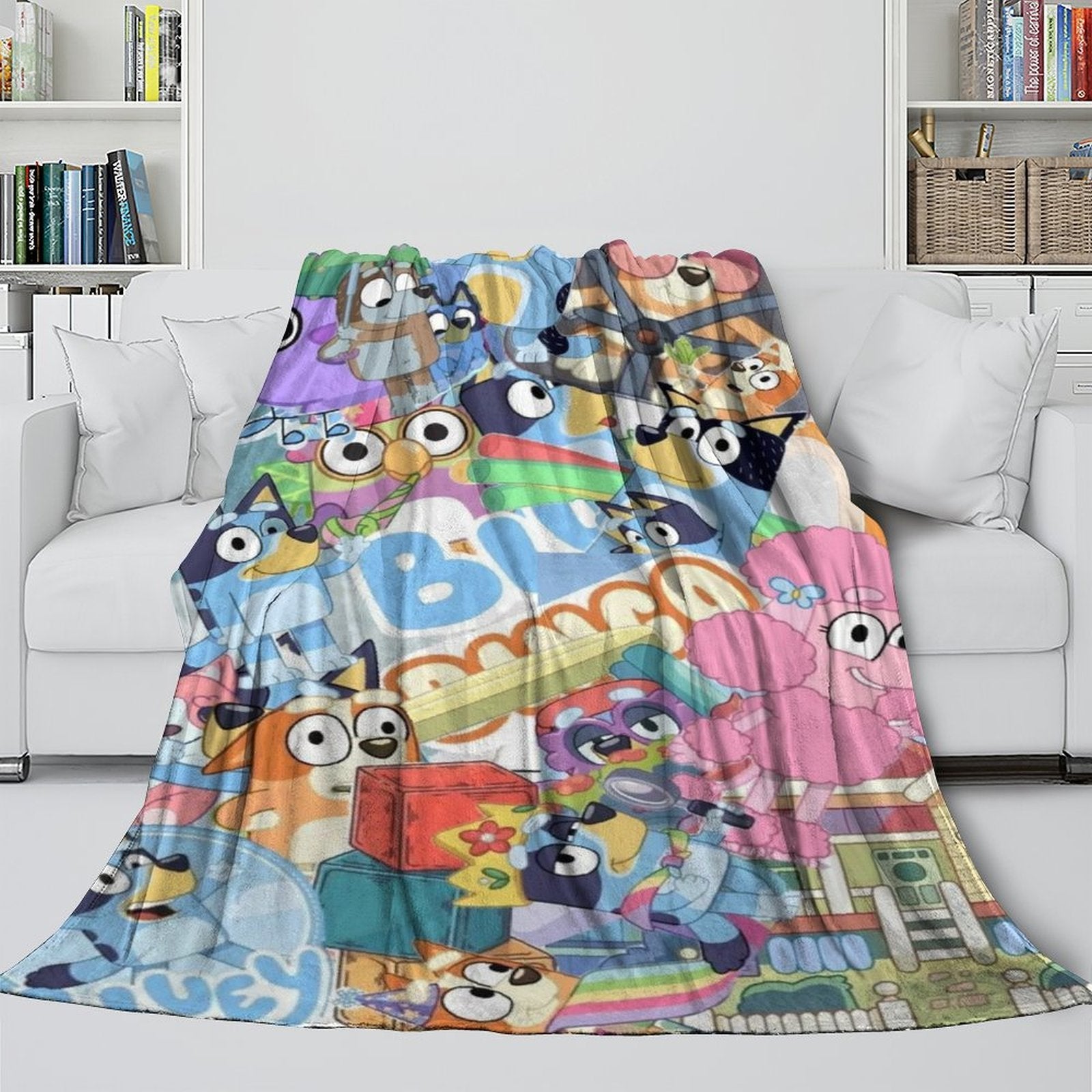 Kids Room Decoration Bluey Blanket Printed Flannel Throw