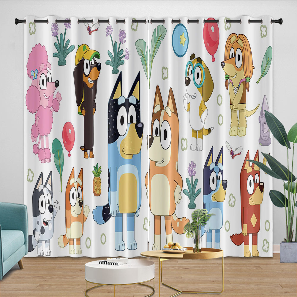 Kids Room Decoration Bluey Curtains Pattern Blackout Window Drapes