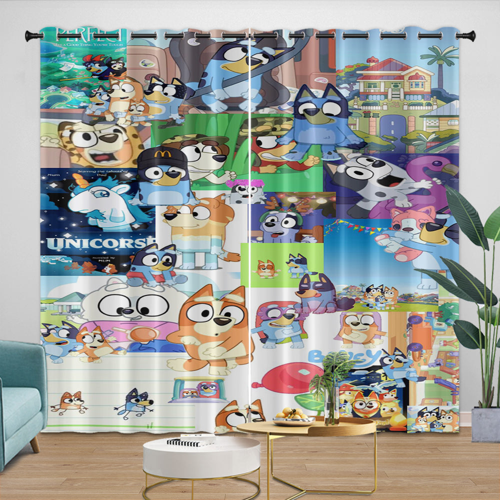 Kids Room Decoration Bluey Curtains Pattern Blackout Window Drapes