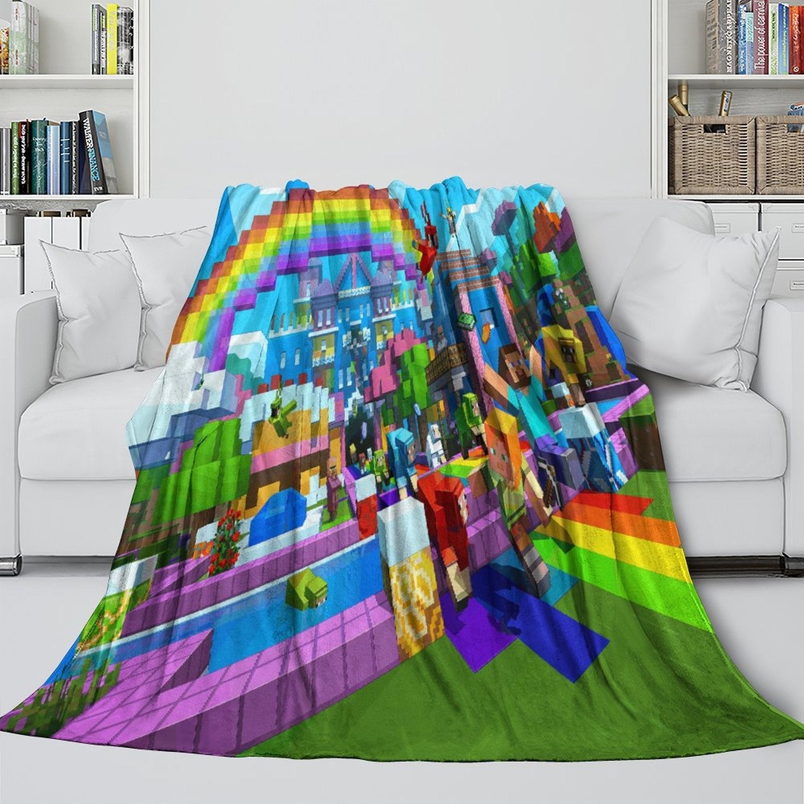 Kids Room Game Minecraft Blanket Flannel Pattern Throw