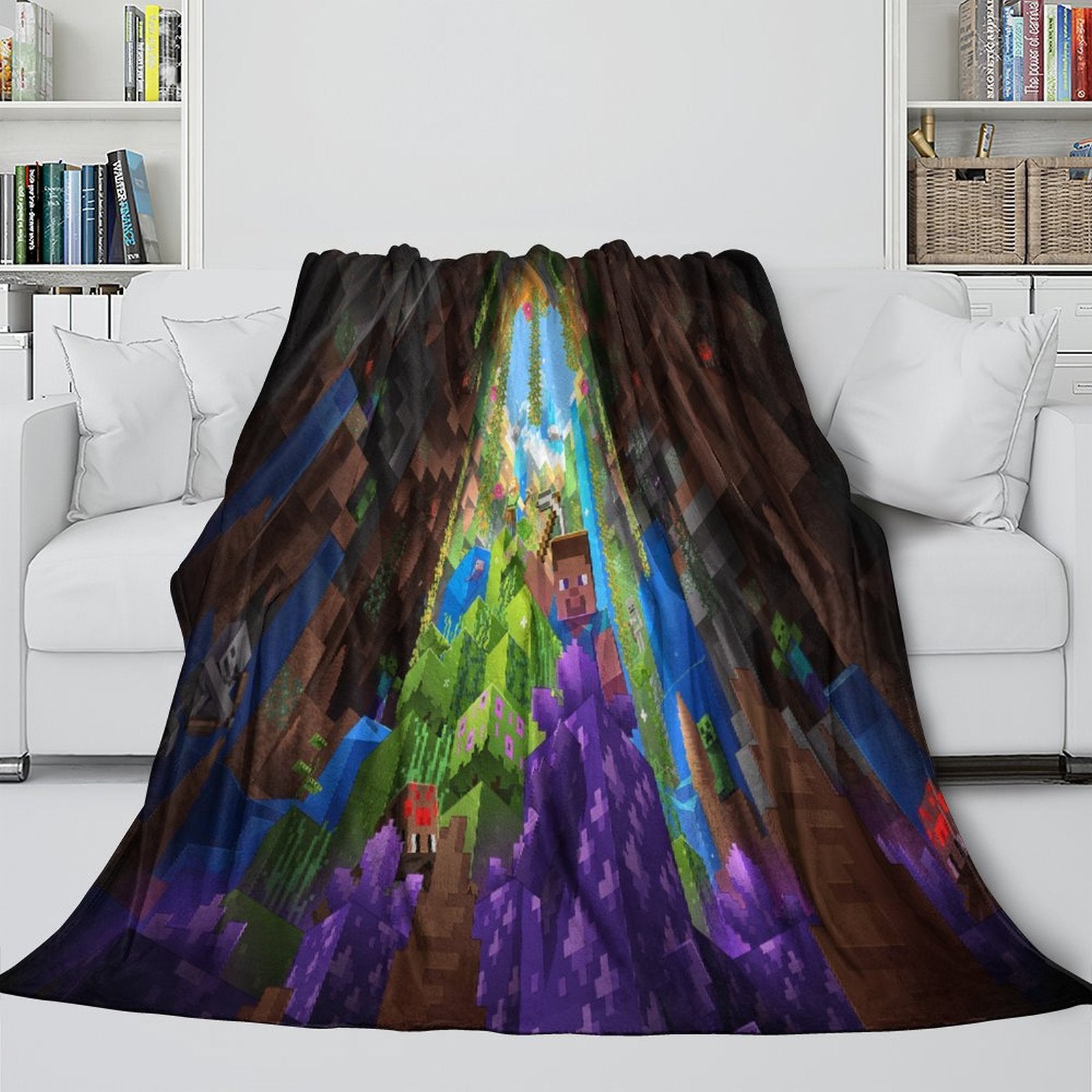 Kids Room Game Minecraft Blanket Flannel Pattern Throw
