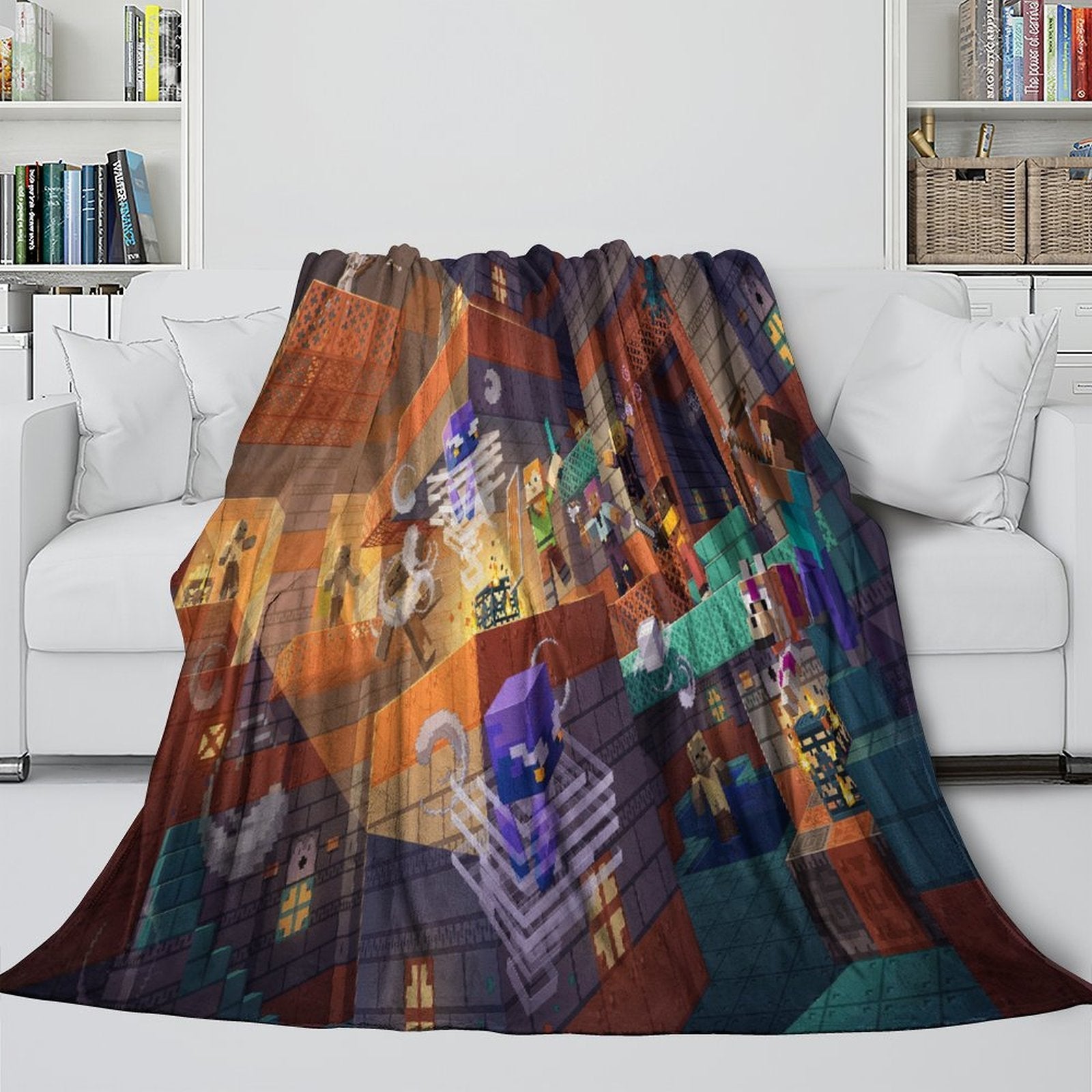 Kids Room Game Minecraft Blanket Flannel Pattern Throw