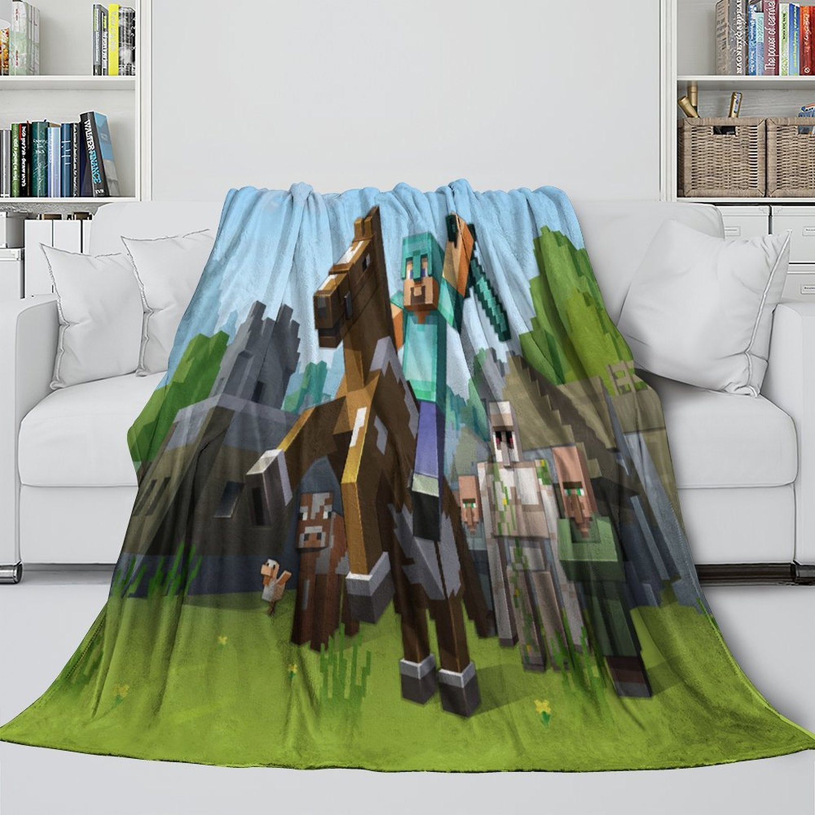 Kids Room Minecraft Blanket Flannel Pattern Throw