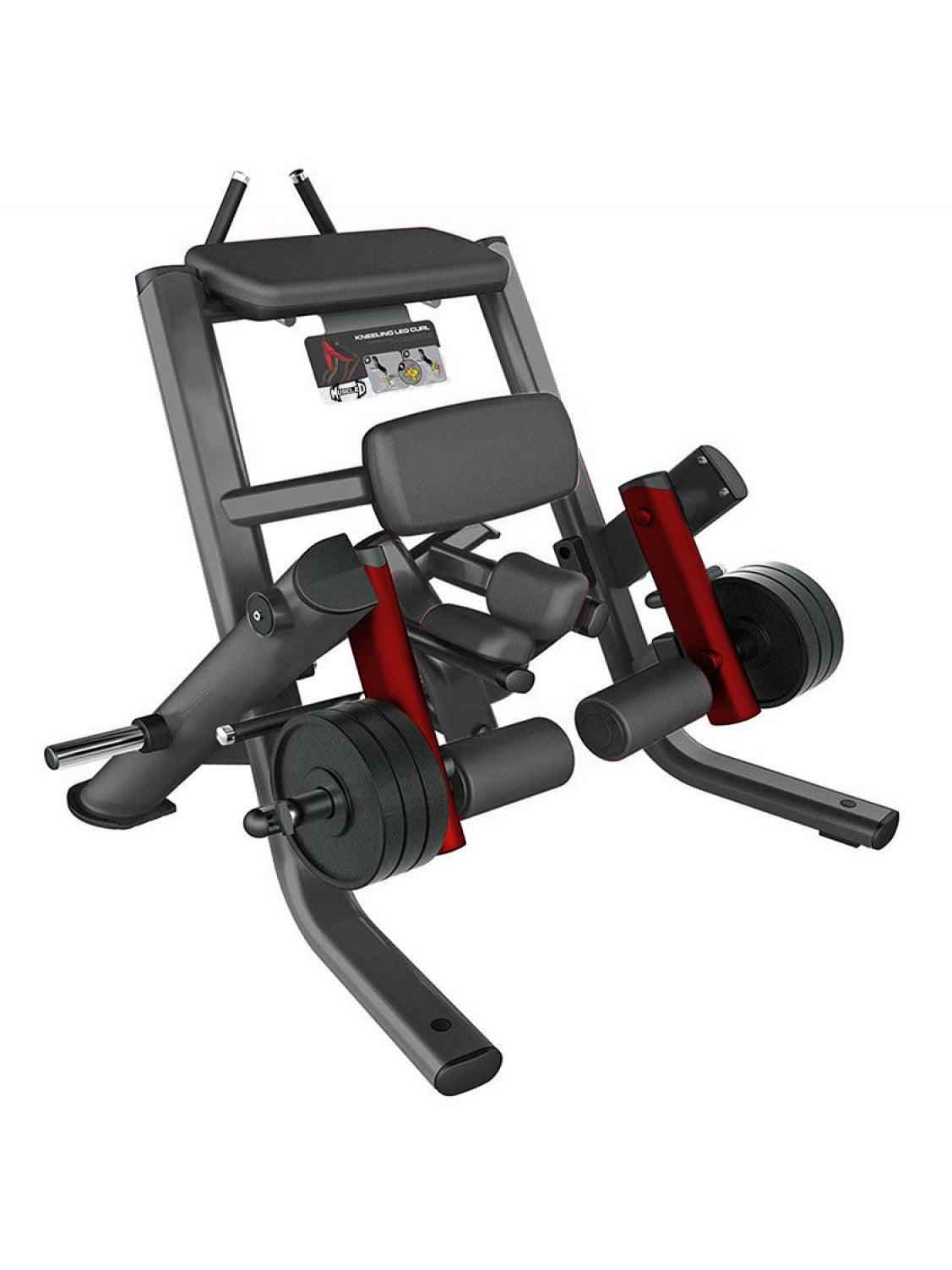 Elite Leverage Kneeling Leg Curl - Muscle D Fitness - Commercial - Plate Loaded - Leg Curl Hamstring Workout