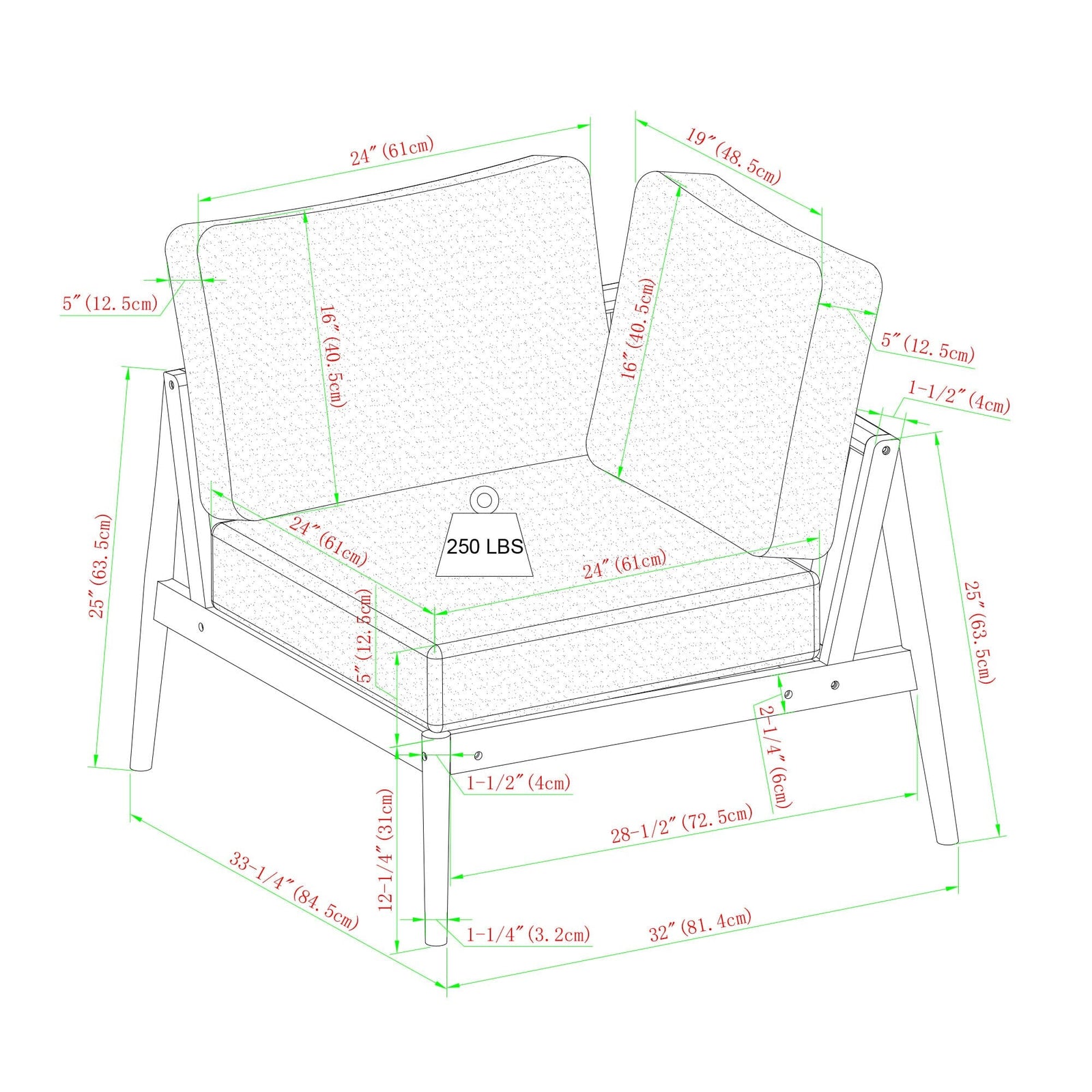 Circa Modern 6-Piece Spindle Solid Wood Outdoor Sectional and Coffee Table