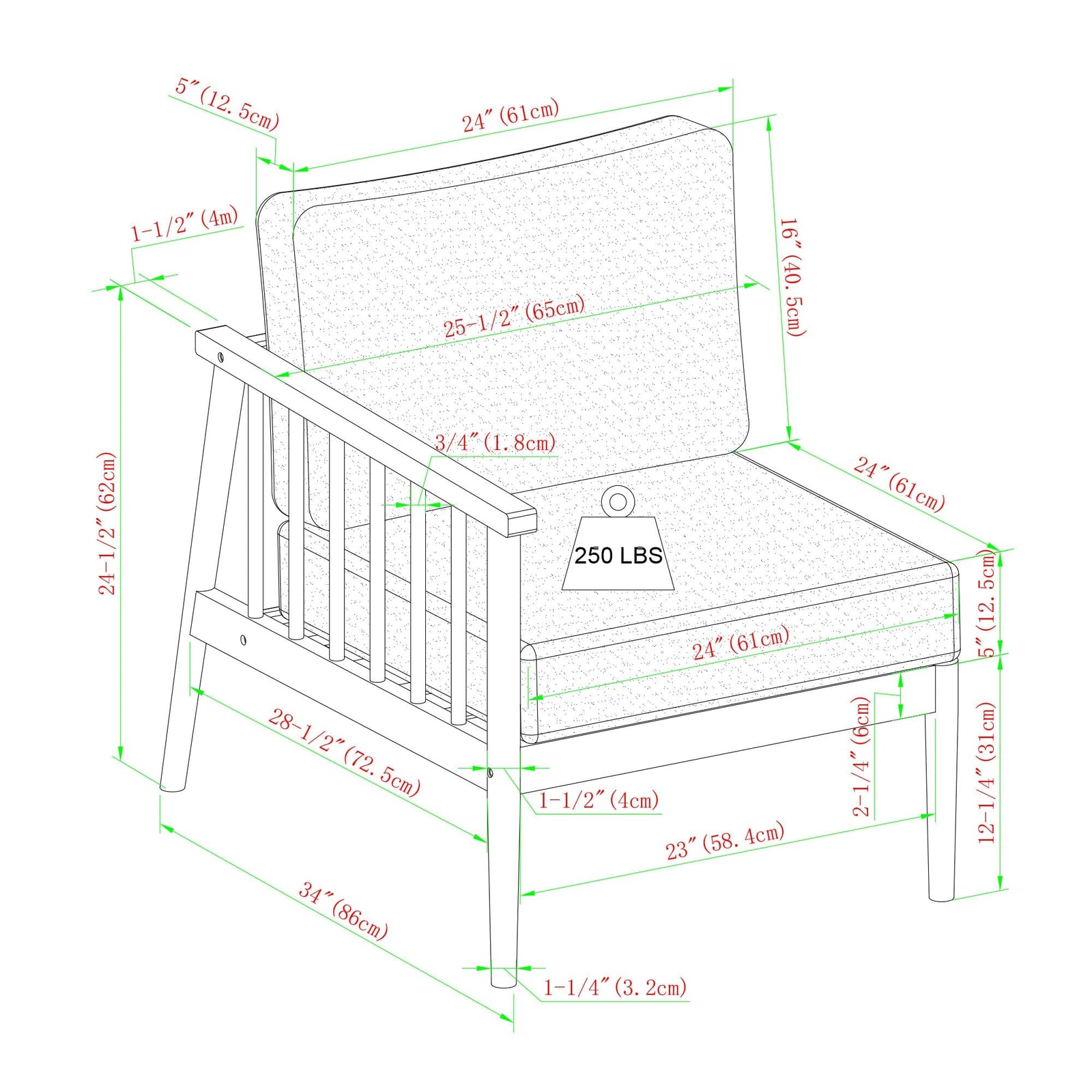 Circa Modern 6-Piece Spindle Solid Wood Outdoor Sectional and Coffee Table