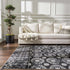 Kahraman Black&White Floral Washable Area Rug