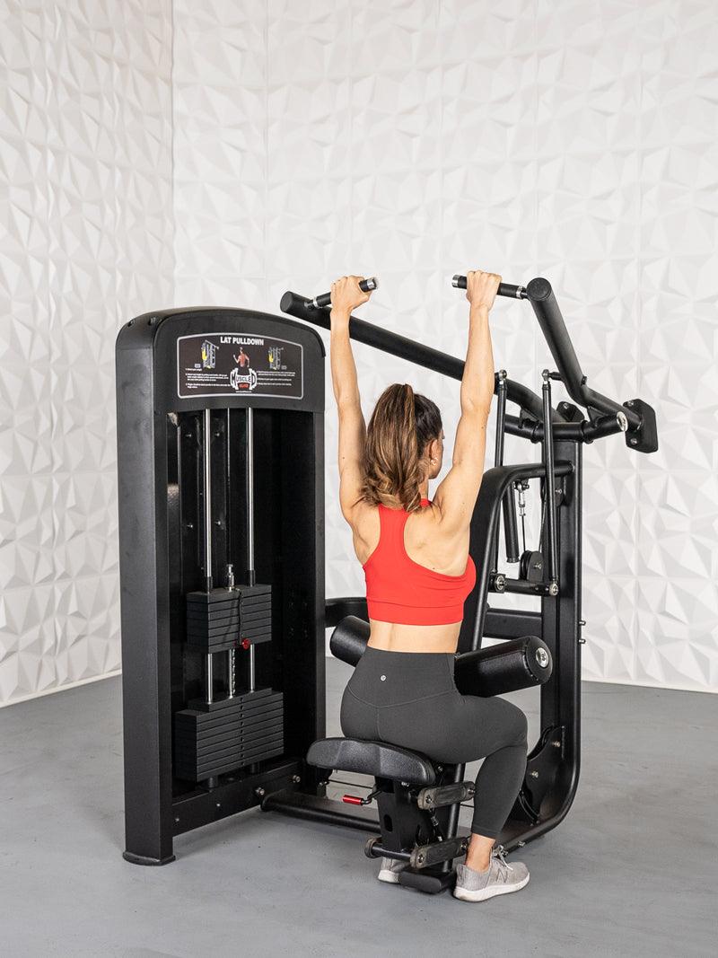 Elite Selectorized Lat Pulldown - Muscle D Fitness - Commercial Adjustable Seated Pin Selectorized Lat Pull-Down