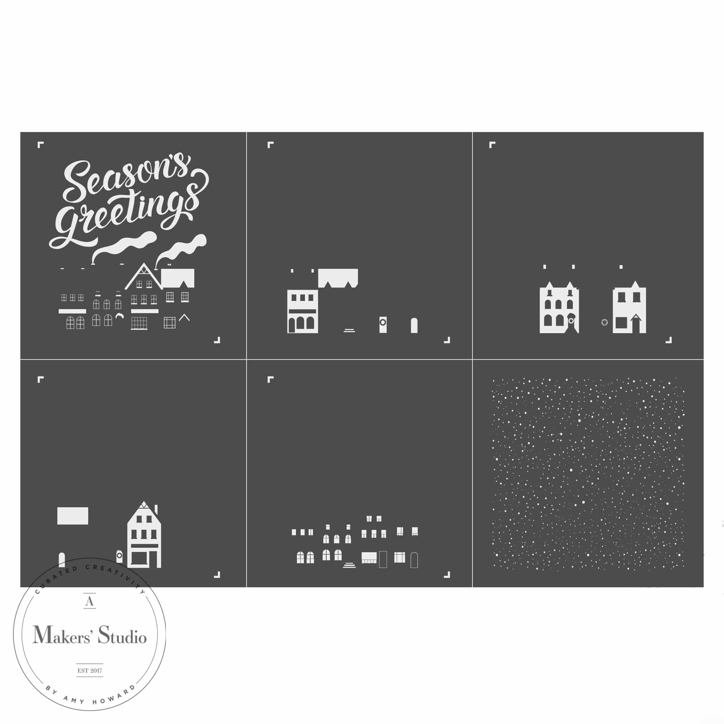 Layered Houses - Mesh Stencil 18x12